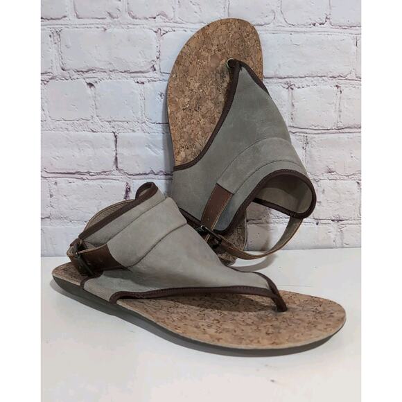 Fly London Miya Tan Khaki Leaher Thong Ankle Wrap Sandals Flats Size 40 US 8.5 - Picture 1 of 11